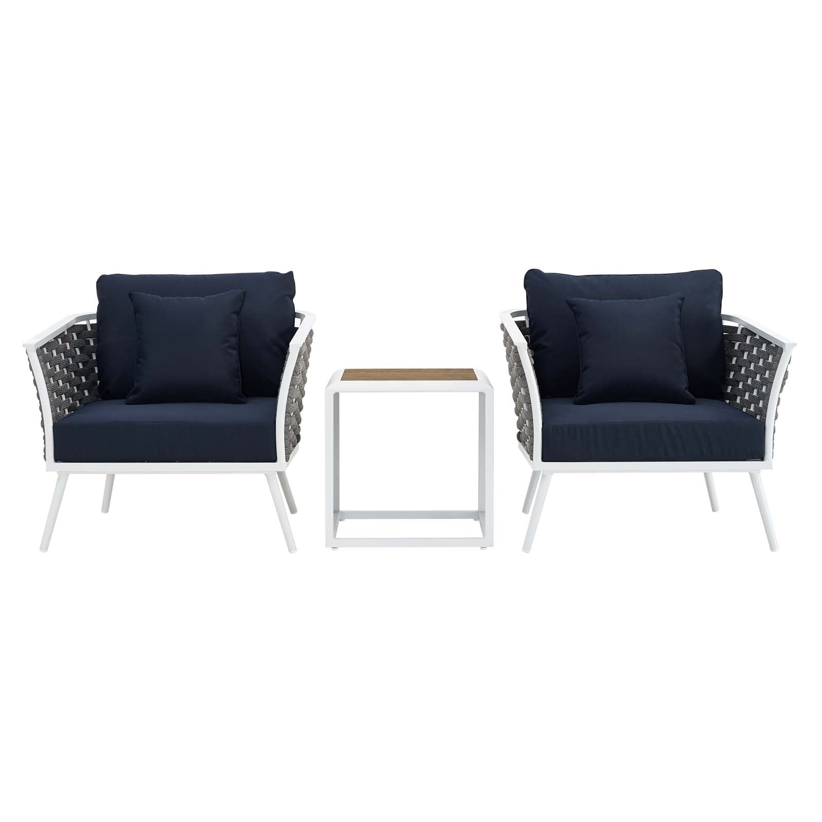Stance 3 Piece Outdoor Patio Aluminum Sectional Sofa Set by Modway