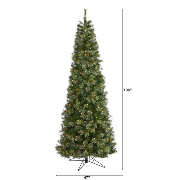 9' Cashmere Slim Artificial Christmas Tree with 550 Warm White Lights