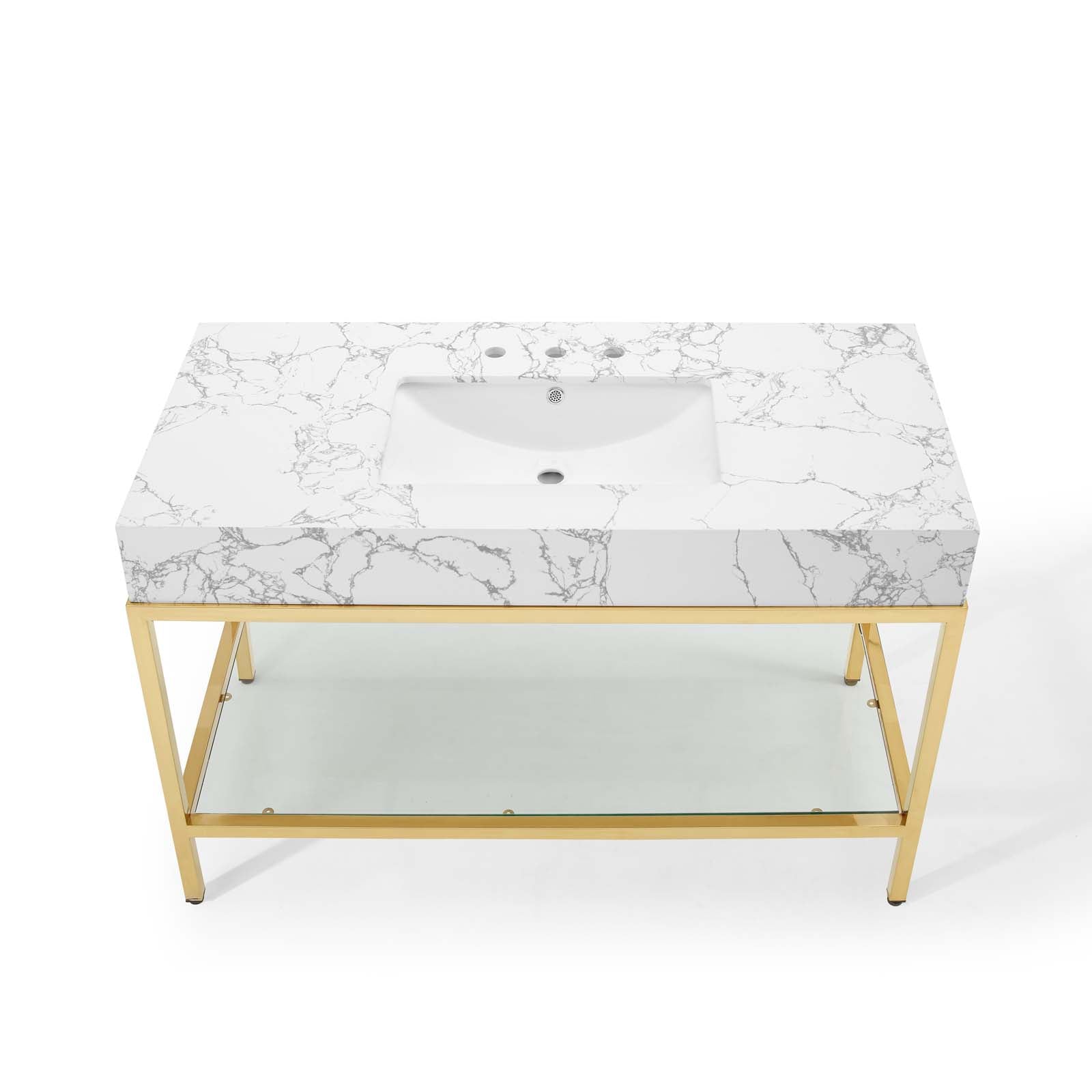 Kingsley 50" Gold Stainless Steel Bathroom Vanity by Modway