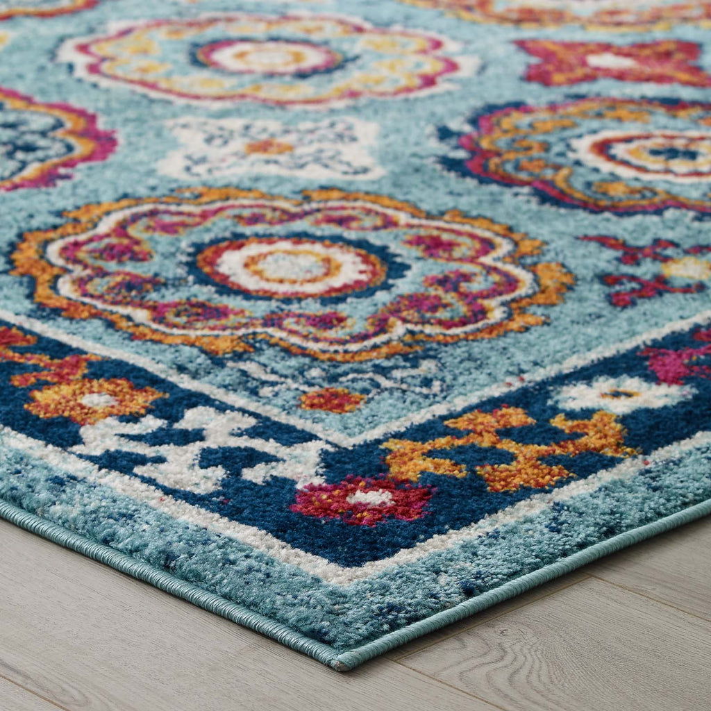 Entourage Odile Distressed Floral Moroccan Trellis 8x10 Area Rug by Modway