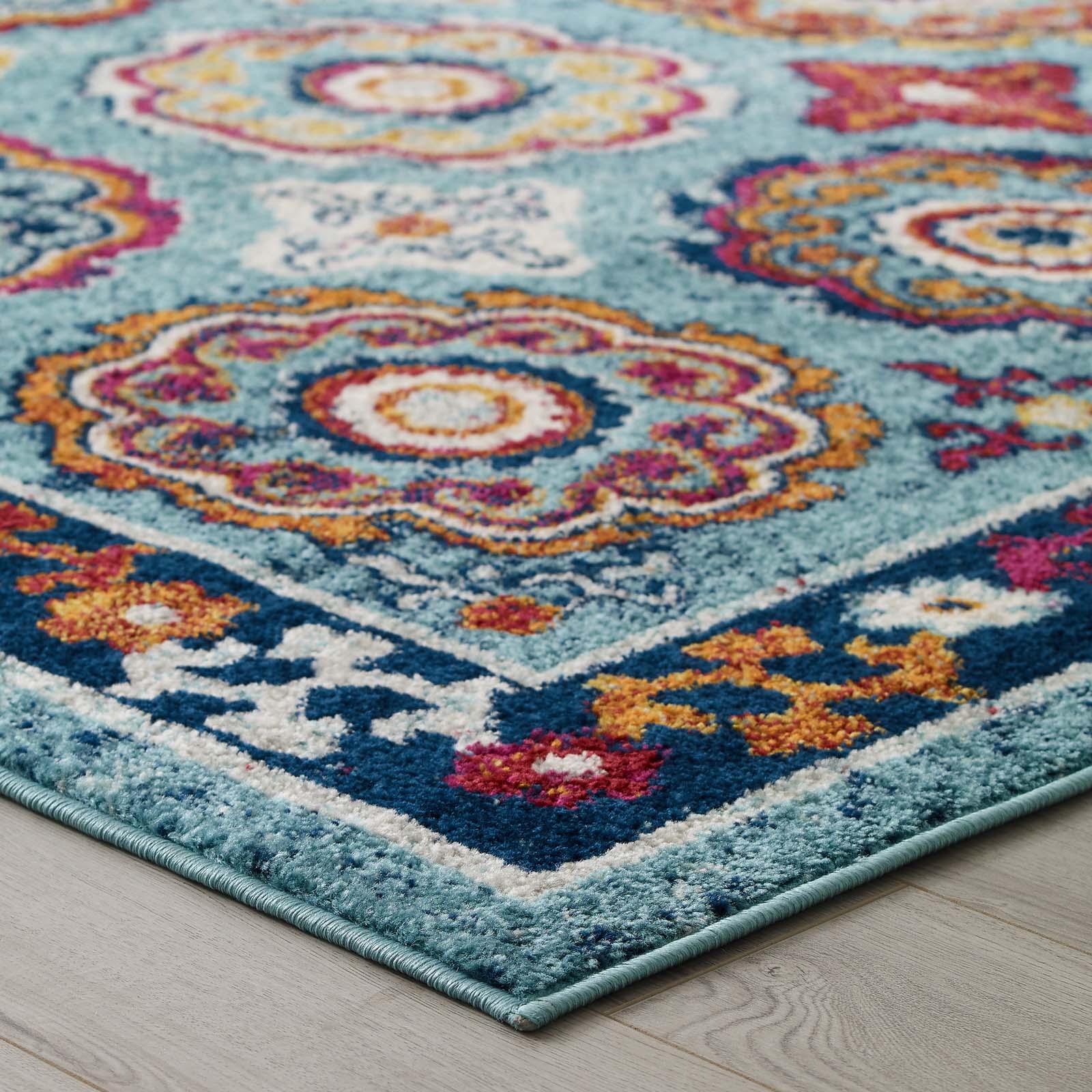 Entourage Odile Distressed Floral Moroccan Trellis 8x10 Area Rug by Modway