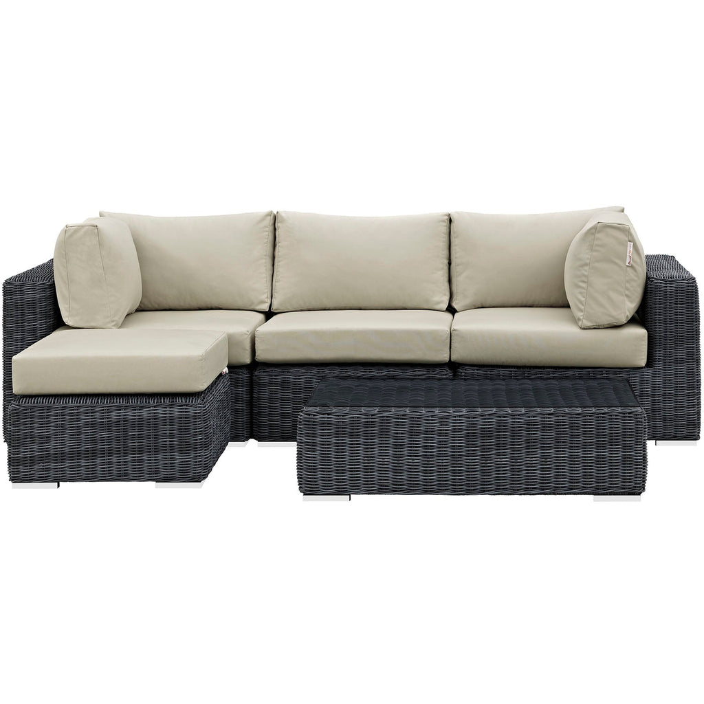 Summon 5 Piece Outdoor Patio Sunbrella¨ Sectional Set by Modway