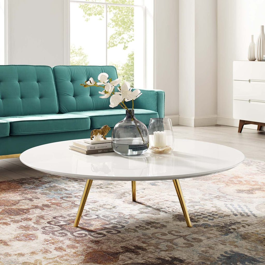 Lippa 48" Round Wood Coffee Table with Tripod Base by Modway