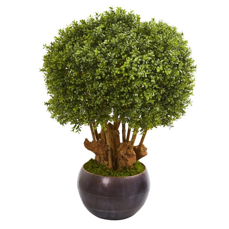 38"  Boxwood Artificial Topiary Tree in Decorative Bowl (Indoor/Outdoor)