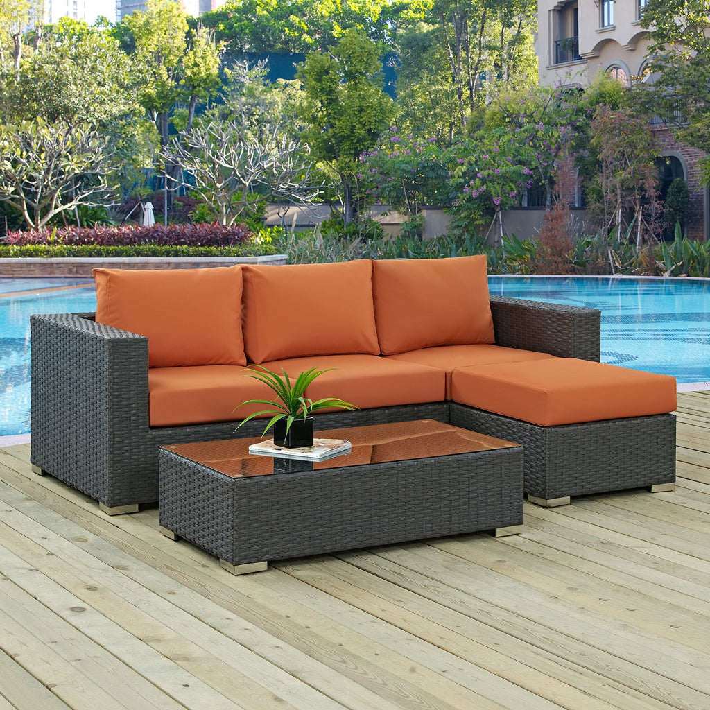 Sojourn 3 Piece Outdoor Patio Sunbrella¨ Sectional Set by Modway