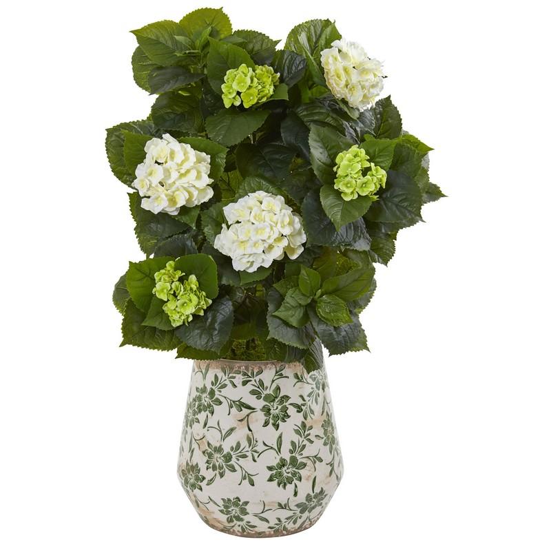 35" Hydrangea Artificial Plant in Decorative Vase