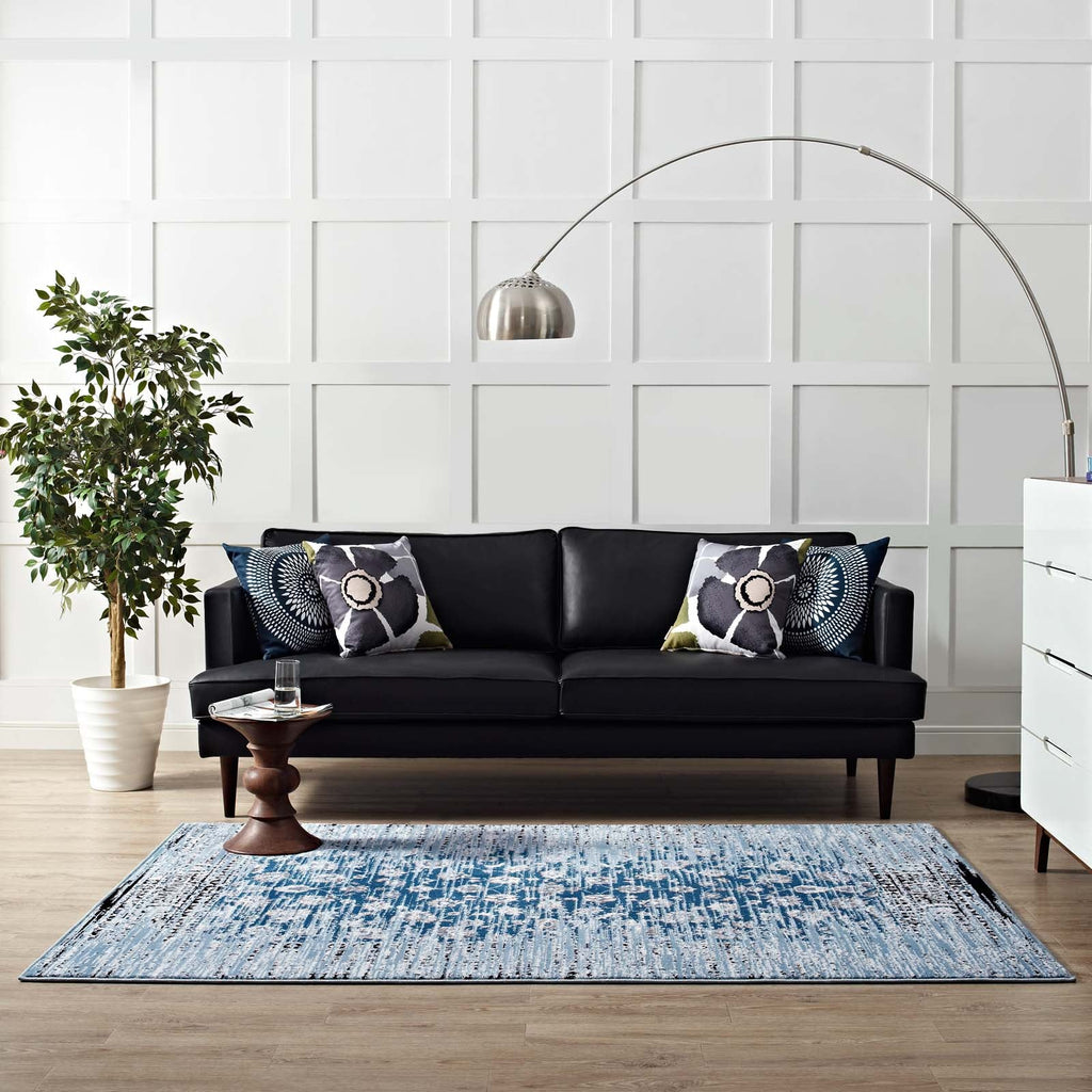 Chiara Distressed Floral Lattice Contemporary 8x10 Area Rug by Modway