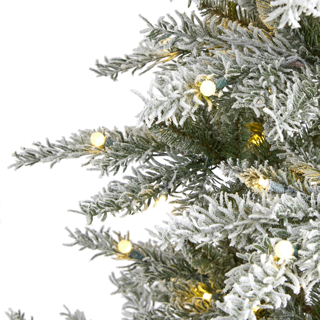 6.5' Slim Flocked Nova Scotia Spruce Artificial Christmas Tree
