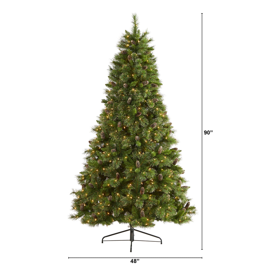 7.5' Golden Tip Washington Pine Artificial Christmas Tree w/ 600 Clear Lights