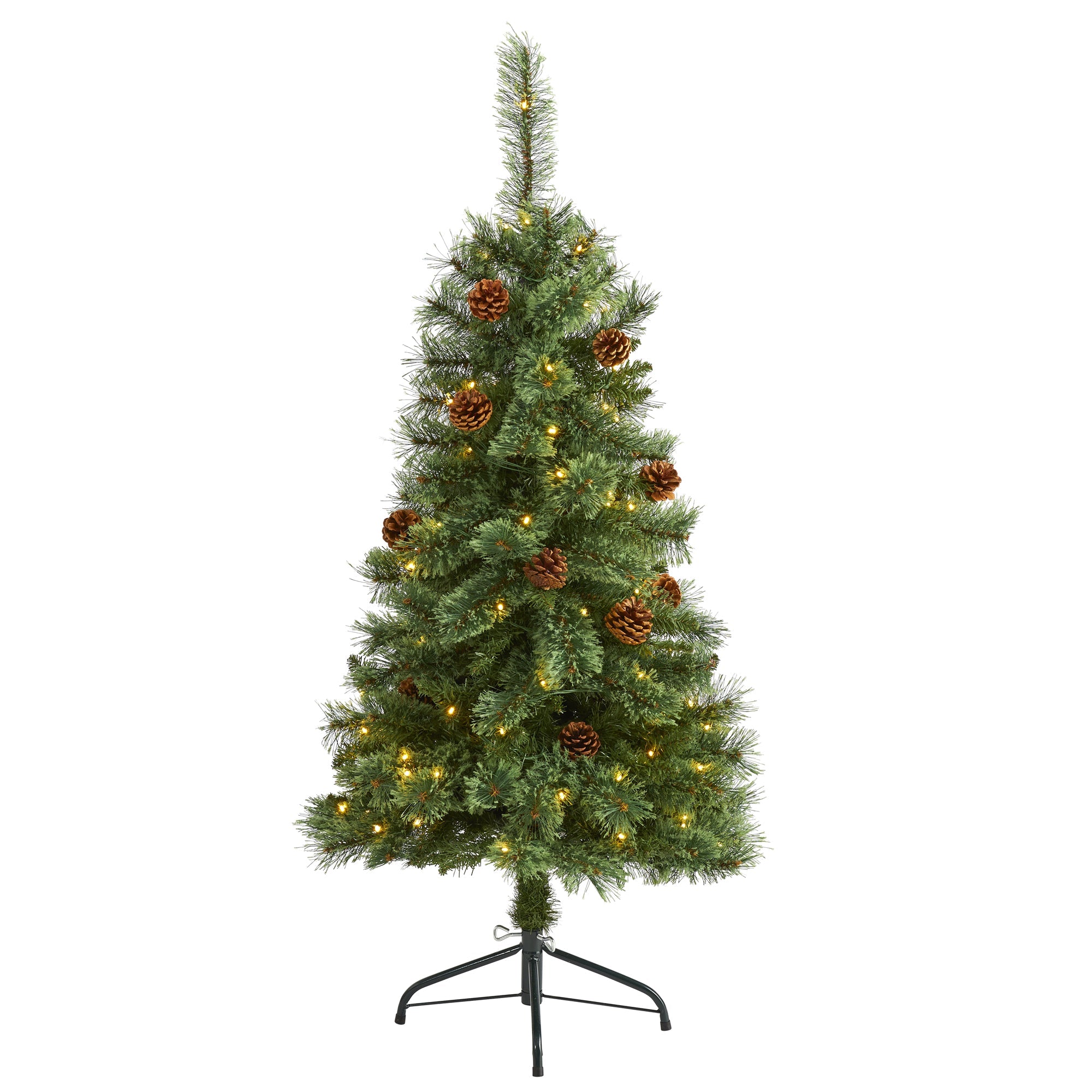 4' White Mountain Pine Artificial Christmas Tree w/ 100 Clear LED Lights