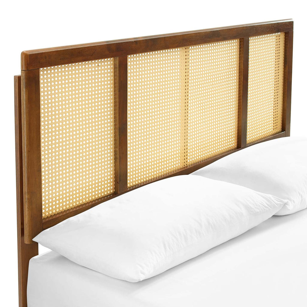 Kelsea Cane and Wood Queen Platform Bed With Angular Legs by Modway
