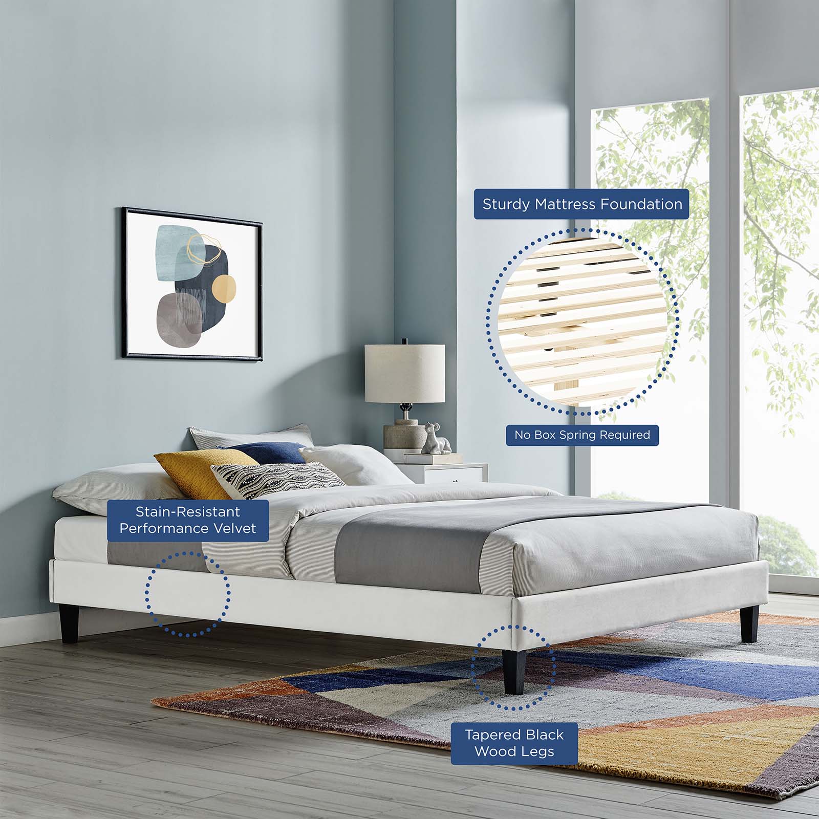 Reign Performance Velvet Twin Platform Bed Frame by Modway