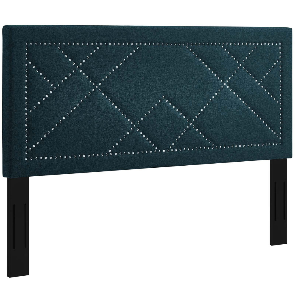 Reese Nailhead Upholstered Linen Fabric Full / Queen Headboard by Modway