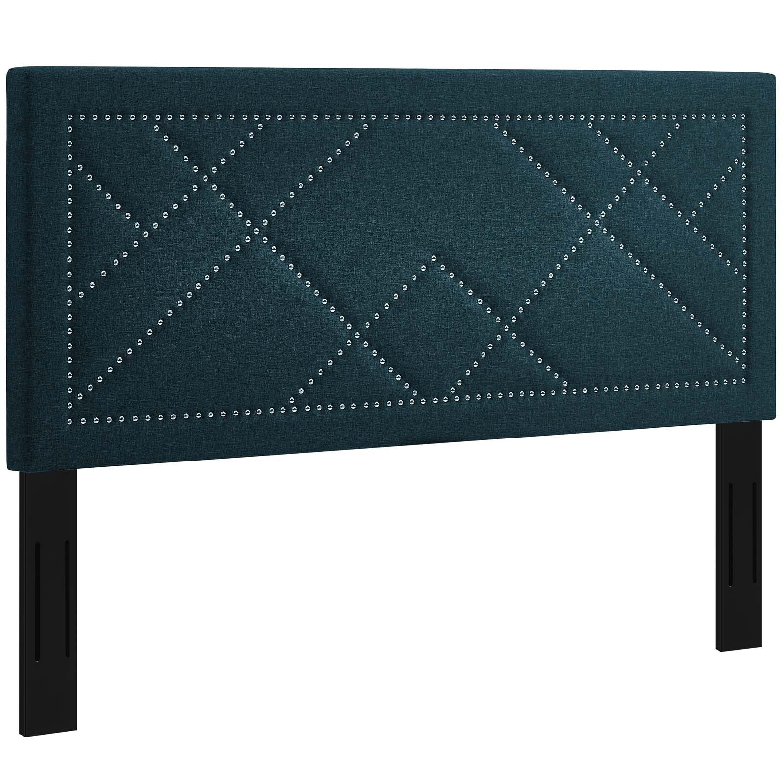 Reese Nailhead Upholstered Linen Fabric Full / Queen Headboard by Modway