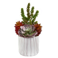 16" Echeveria and Sedum Succulent Artificial Plant in Vase
