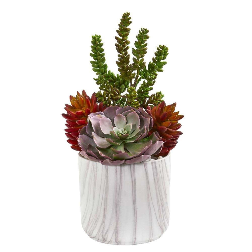 16" Echeveria and Sedum Succulent Artificial Plant in Vase