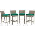 Conduit Outdoor Patio Wicker Rattan Bar Stool Set of 4 by Modway