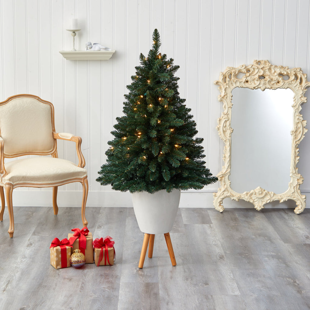 57' Northern Rocky Spruce Artificial Christmas Tree w/ 100 Clear Lights