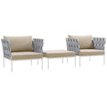 Harmony 3 Piece Outdoor Patio Aluminum Sectional Sofa Set by Modway