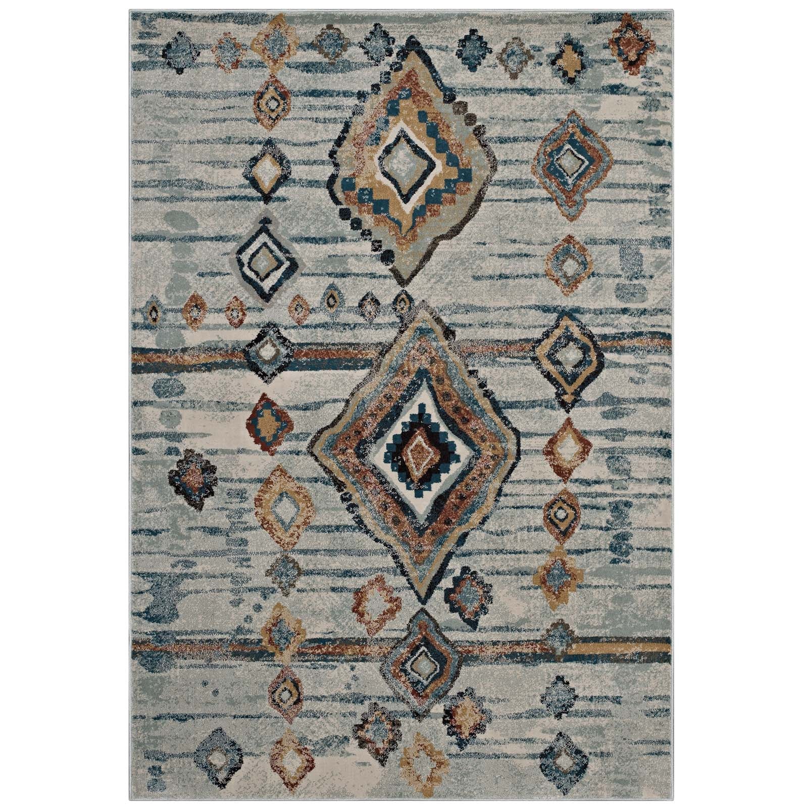 Jenica Distressed Moroccan Tribal Abstract Diamond 8x10 Area Rug by Modway