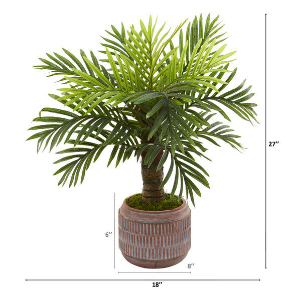 27" Robellini Palm Artificial Tree in Stoneware Planter
