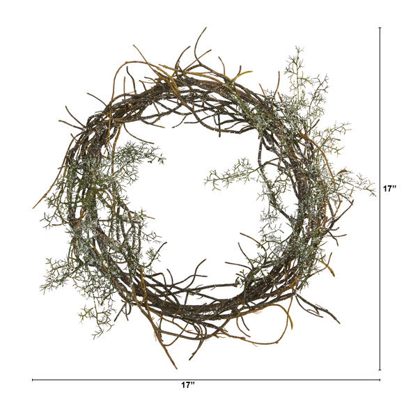 17" Frosted Twig Wreath