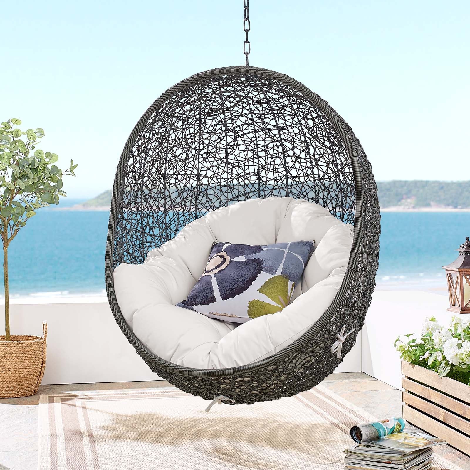 Hide Outdoor Patio Sunbrella¨ Swing Chair With Stand by Modway