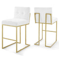 Privy Gold Stainless Steel Upholstered Fabric Bar Stool Set of 2 by Modway