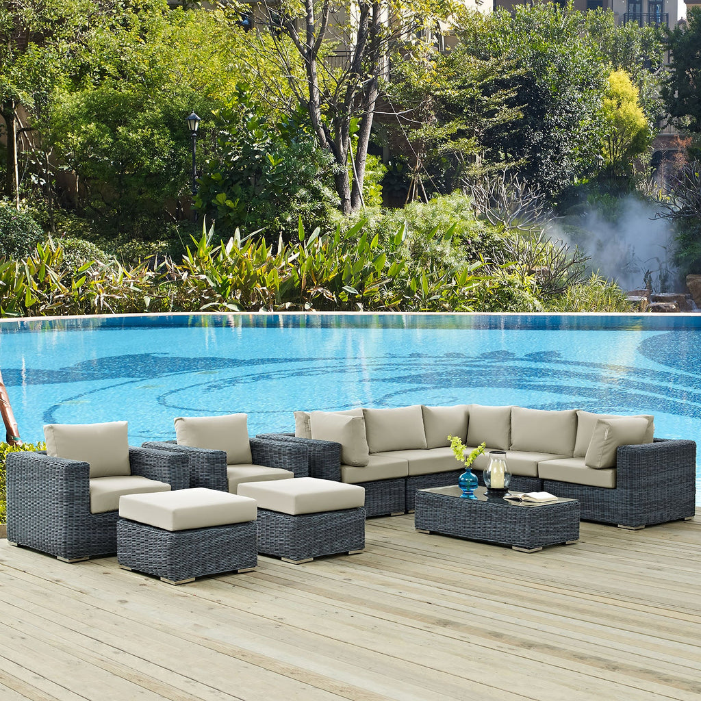 Summon 10 Piece Outdoor Patio Sunbrella¨ Sectional Set by Modway