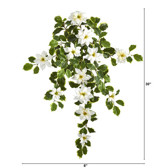 30" Poinsettia and Variegated Holly Artificial Plant (Set of 2) (Real Touch)