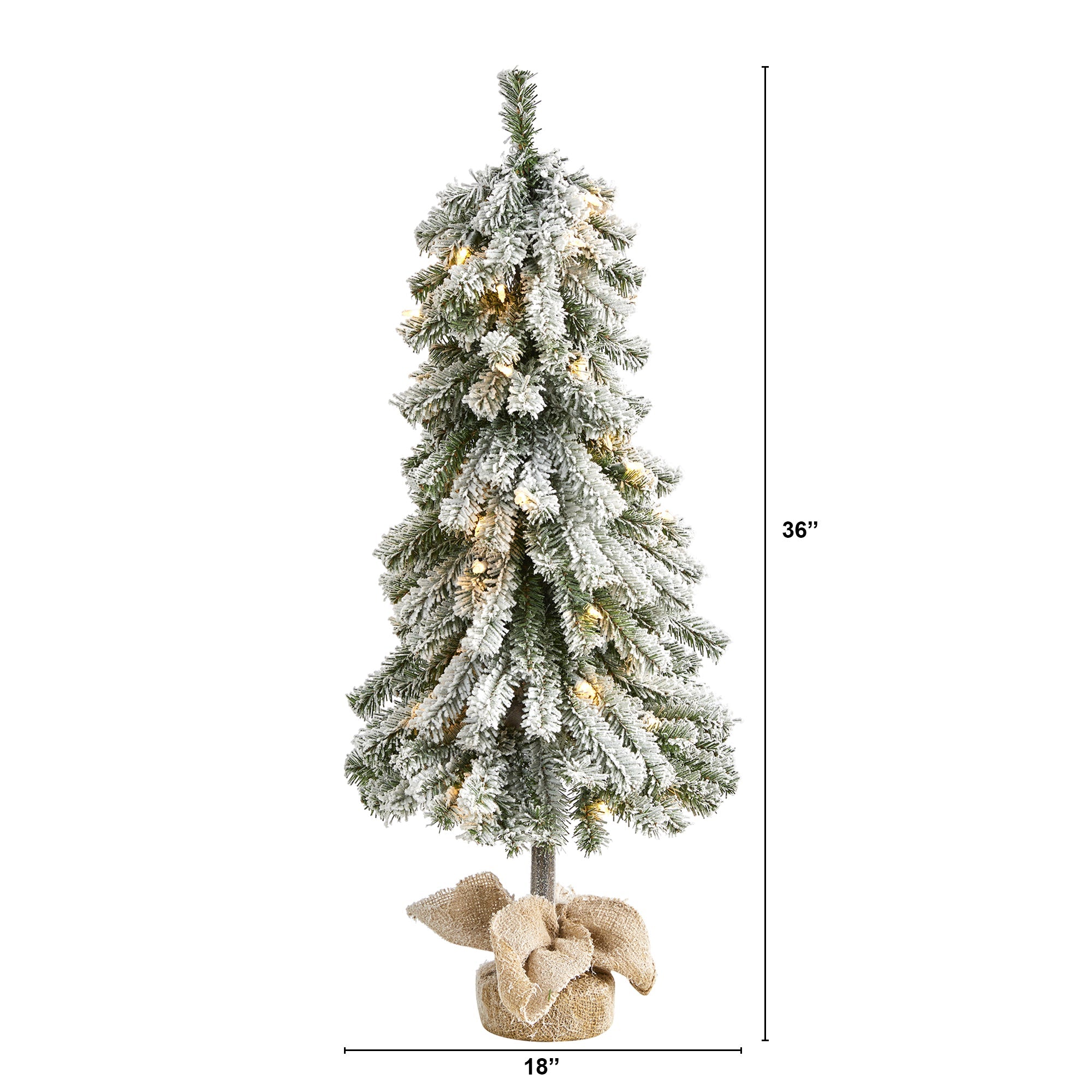 3' Flocked Alpine Christmas Artificial Tree w/ 50 Lights, 177 Bendable Branches
