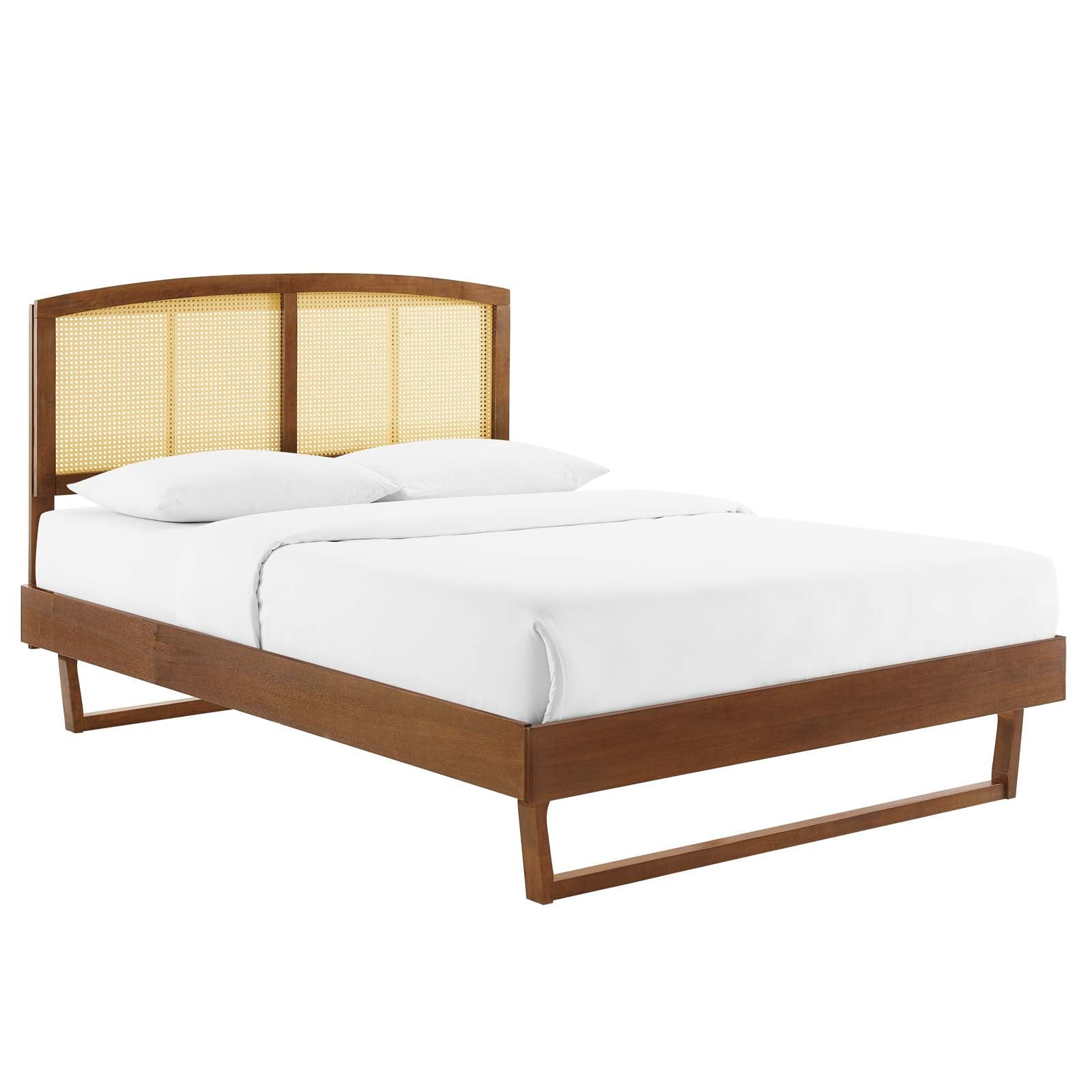 Sierra Cane and Wood King Platform Bed With Angular Legs by Modway