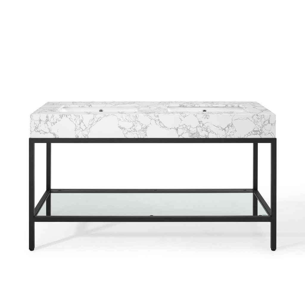 Kingsley 60" Black Stainless Steel Bathroom Vanity by Modway