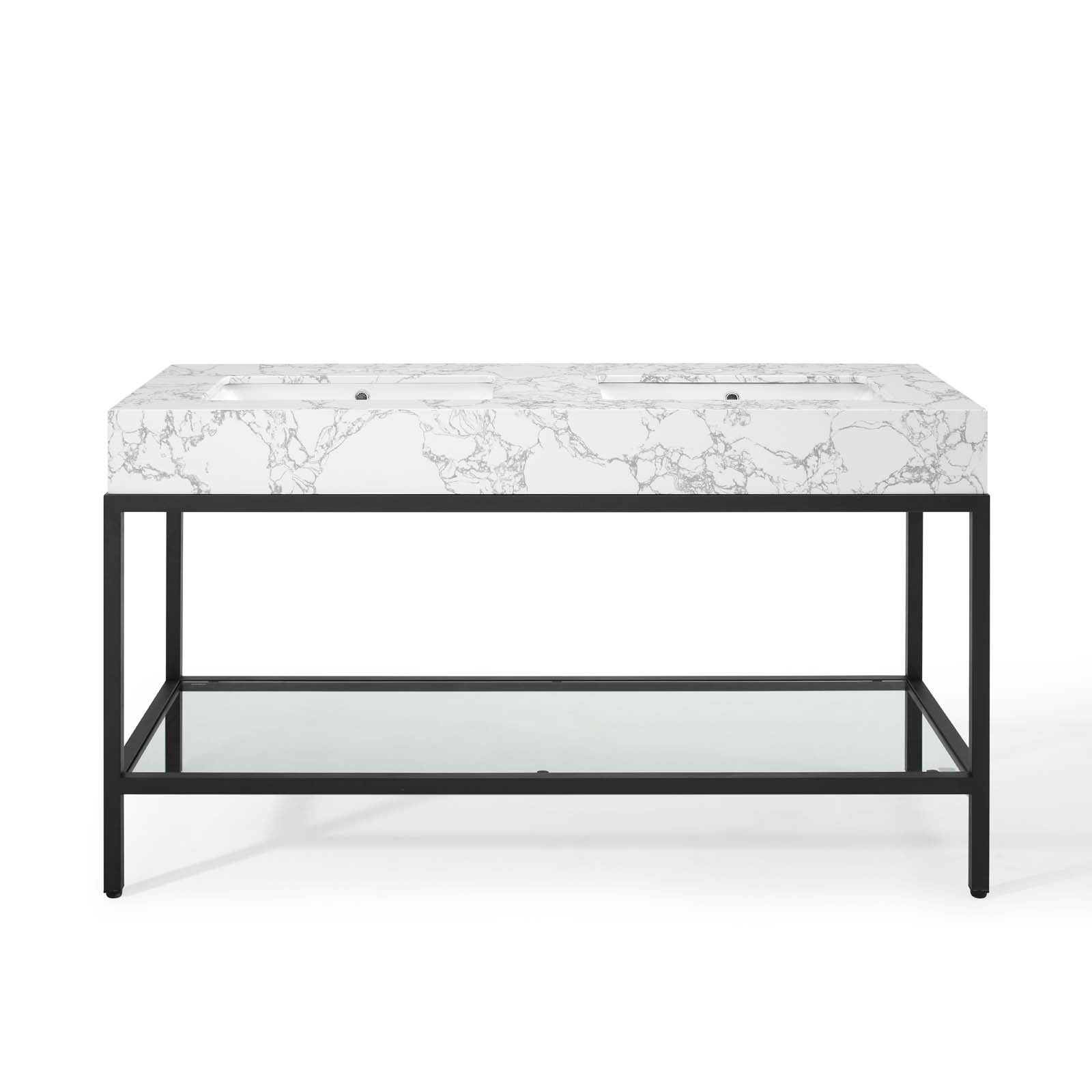 Kingsley 60" Black Stainless Steel Bathroom Vanity by Modway