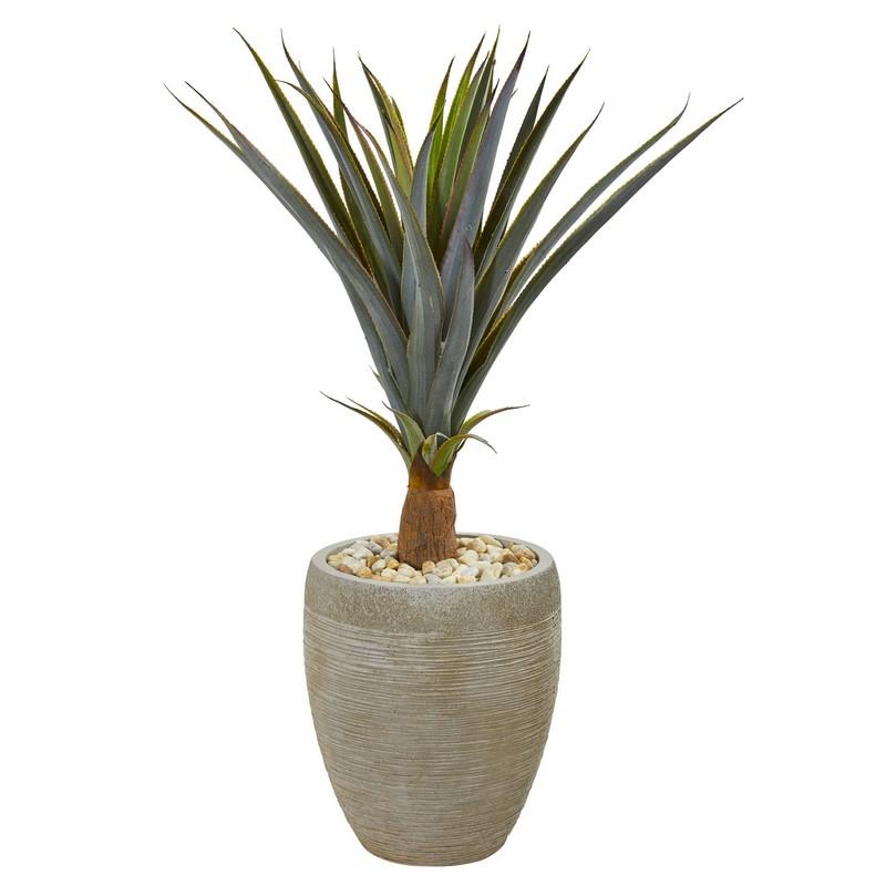 34"  Agave Succulent Artificial Plant in Sandstone Planter