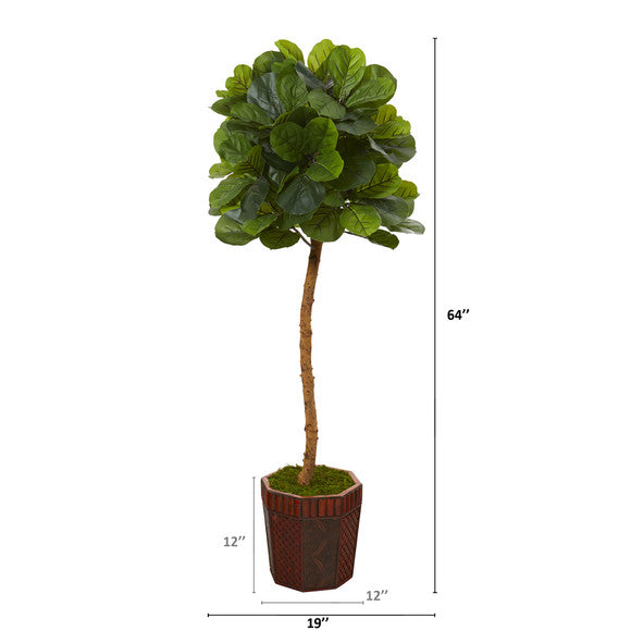 64" Fiddle Leaf Artificial Tree in Decorative Planter (Real Touch)