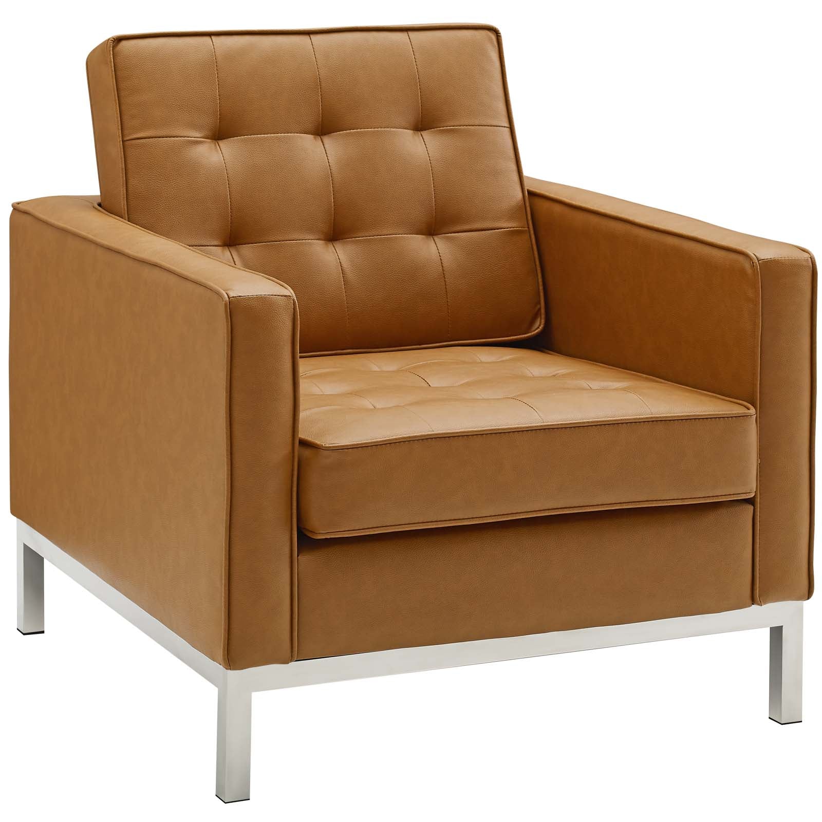 Loft Tufted Vegan Leather Armchairs Set of 2 by Modway