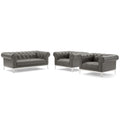 Idyll 3 Piece Tufted Upholstered Leather Set by Modway