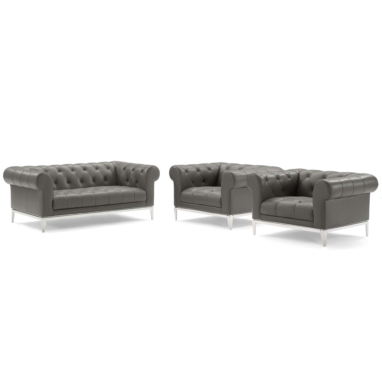 Idyll 3 Piece Tufted Upholstered Leather Set by Modway