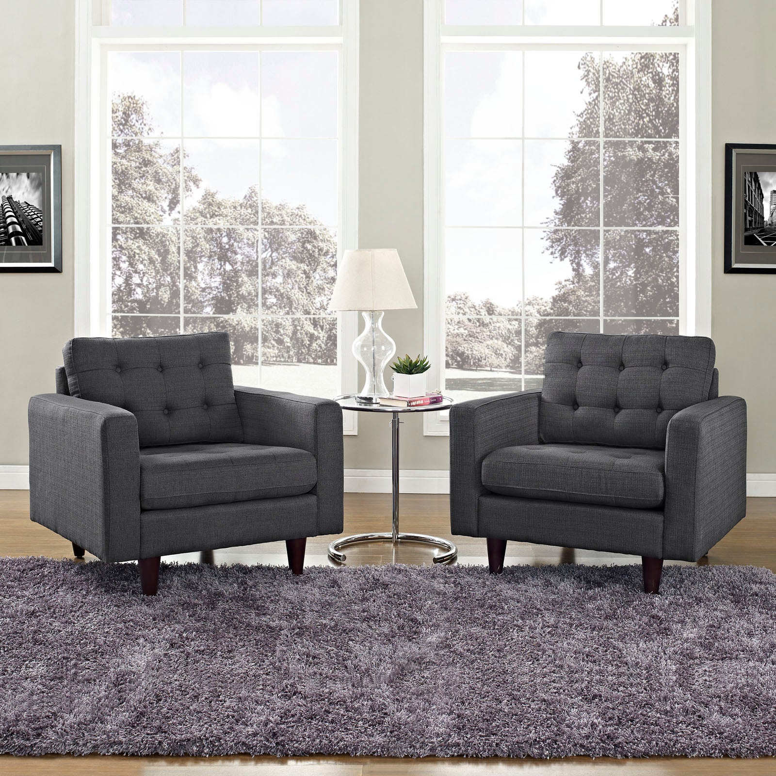 Empress Upholstered Fabric Armchair Set of 2 by Modway