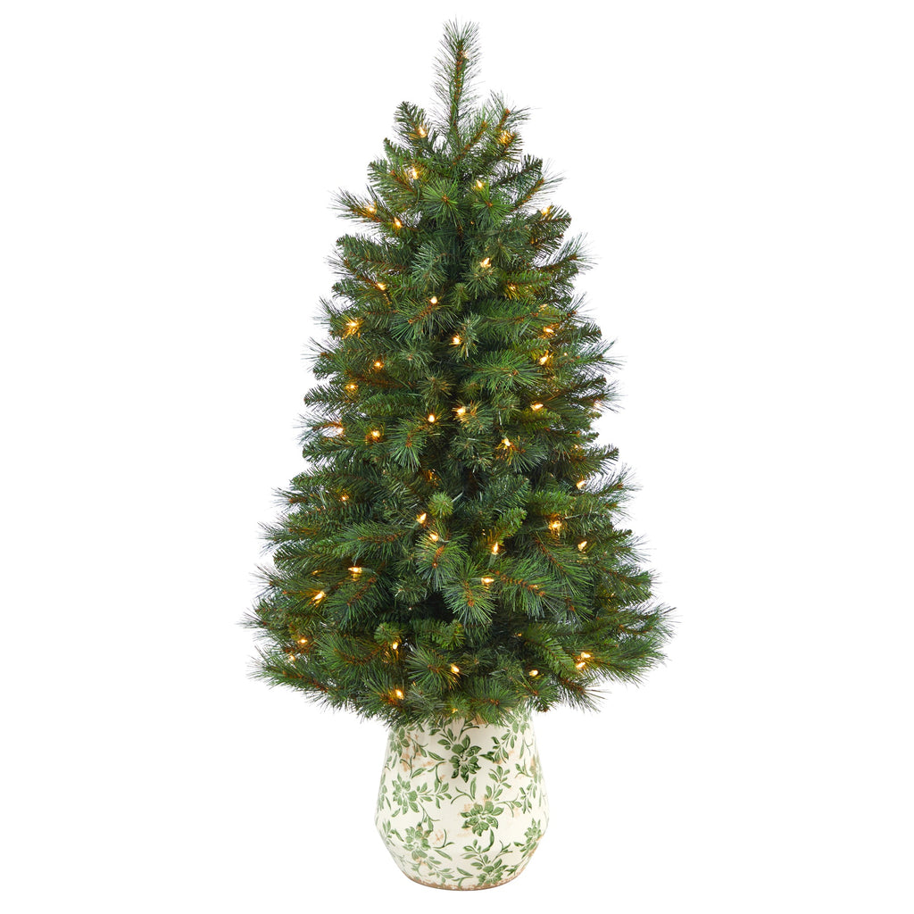 4.5' West Virginia Mountain Pine Artificial Christmas Tree w/ 100 Clear Lights