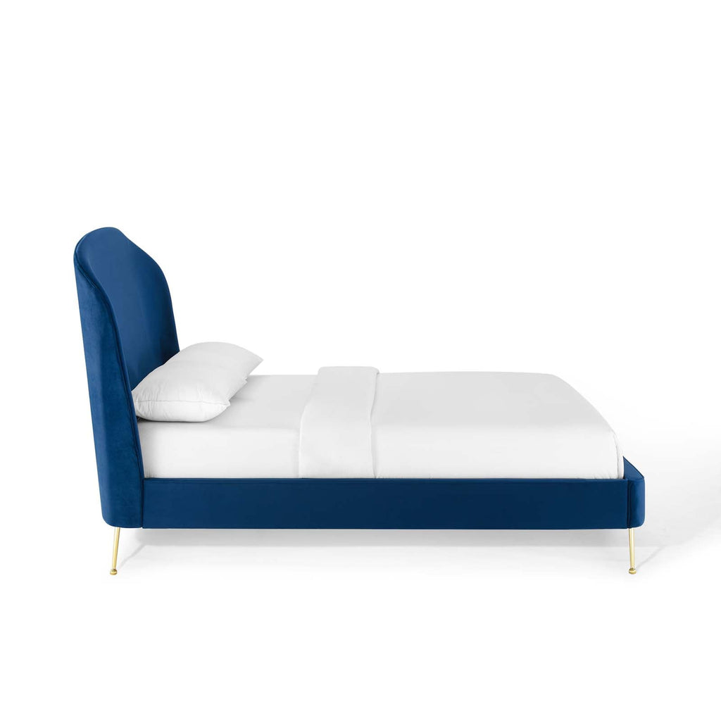 Mira Upholstered Performance Velvet Queen Platform Bed by Modway