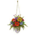 29"  Mixed Flowers Artificial Plant in Hanging Vase