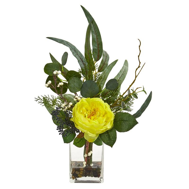 21"  Rose and Eucalyptus Artificial Arrangement