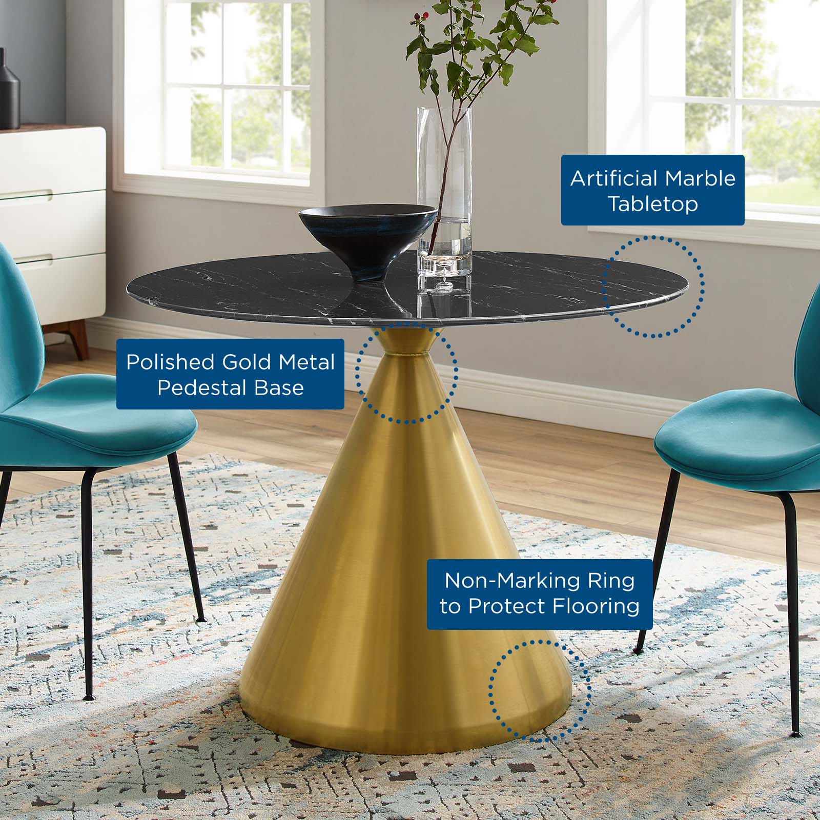 Tupelo 40" Artificial Marble Dining Table by Modway