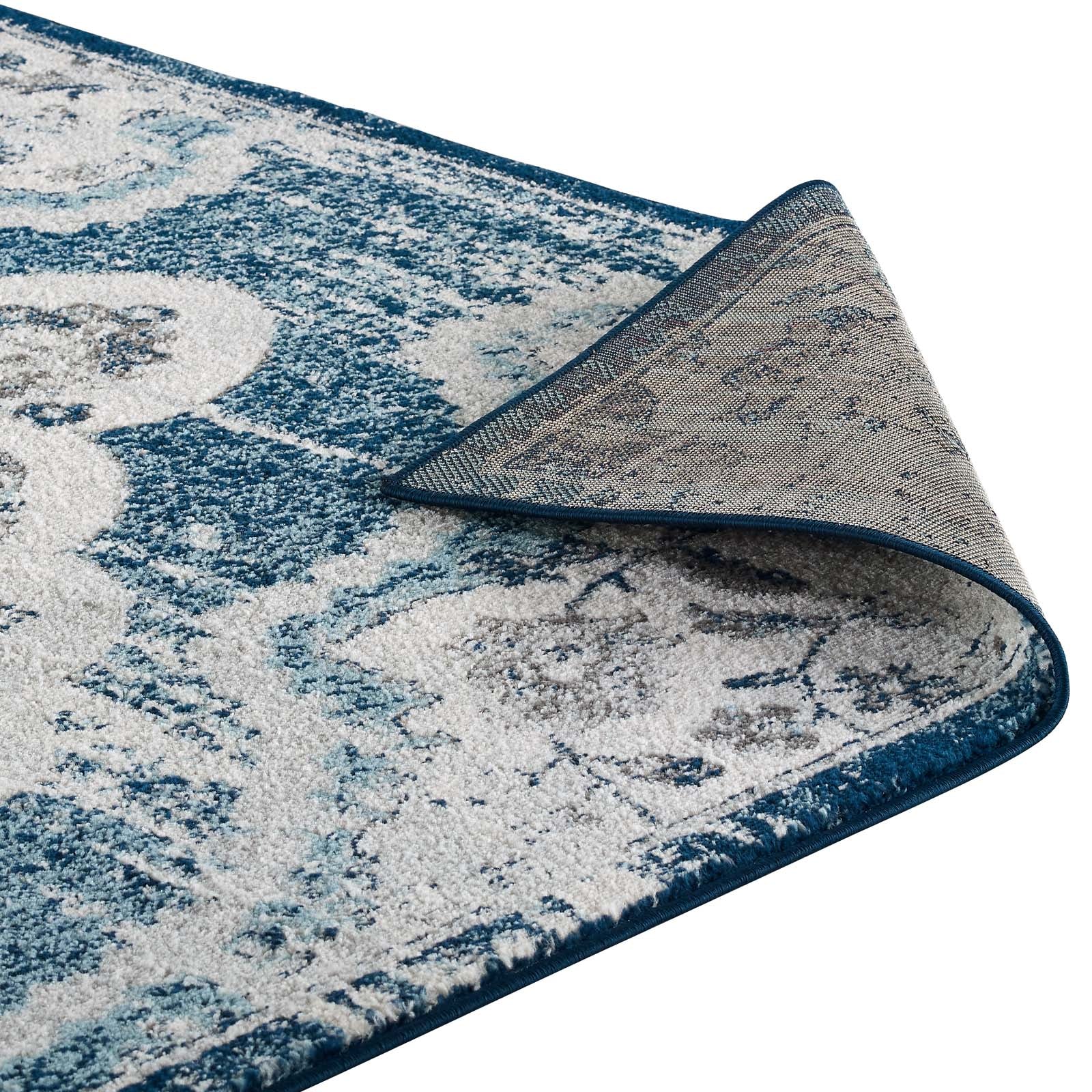Entourage Malia Distressed Vintage Floral Vintage Medallion 5x8 Area Rug by Modway