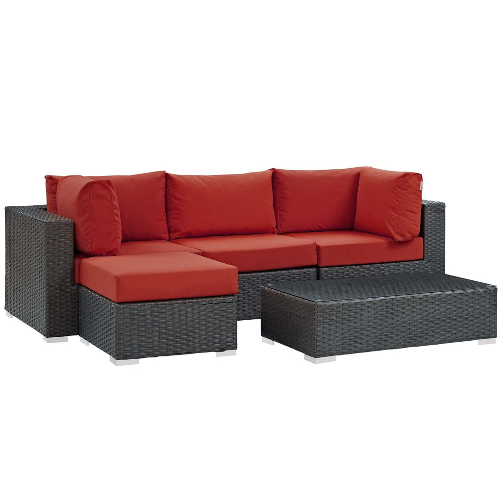 Sojourn 5 Piece Outdoor Patio Sunbrella¨ Sectional Set by Modway