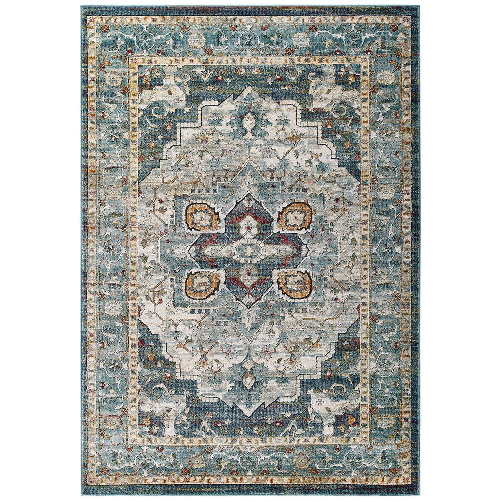 Tribute Diantha Distressed Vintage Floral Vintage Medallion 8x10 Area Rug by Modway