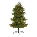 4' Yukon Mountain Fir Artificial Christmas Tree w/ 100 Clear Lights, Pine Cones