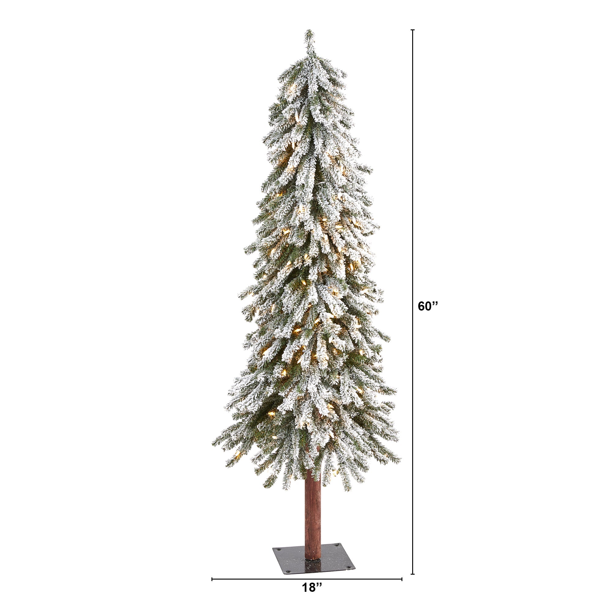 5' Flocked Grand Alpine Artificial Christmas Tree with 200 Clear Lights